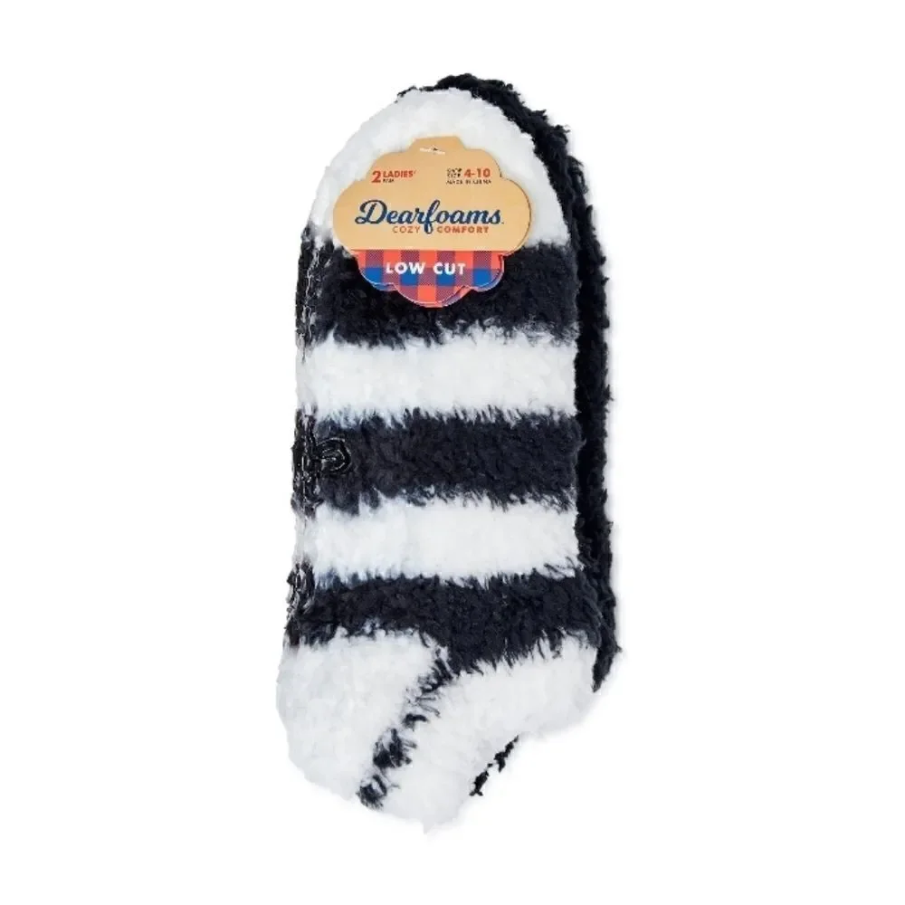 Women’s Dearfoams Ultra Soft Fuzzy Slipper Socks 2, 2-Packs Shoe Size 4-10